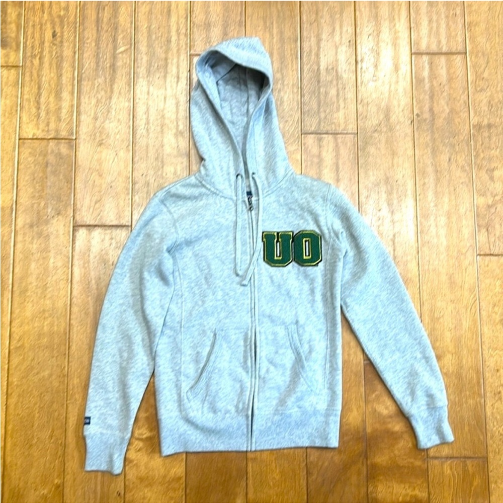 🏈 U of O Jansport Hoodie Sweatshirt Zip UP Small Gray NWOT Y2K Collegiate